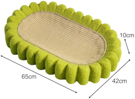 KFX-7997885 Spacious Oval Cat Scratching Pad and Bed - Cardboard Scratcher with Sisal for Indoor Cats
