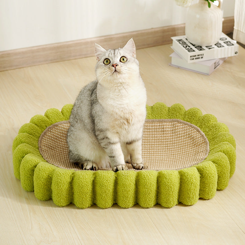 KFX-7997885 Spacious Oval Cat Scratching Pad and Bed - Cardboard Scratcher with Sisal for Indoor Cats
