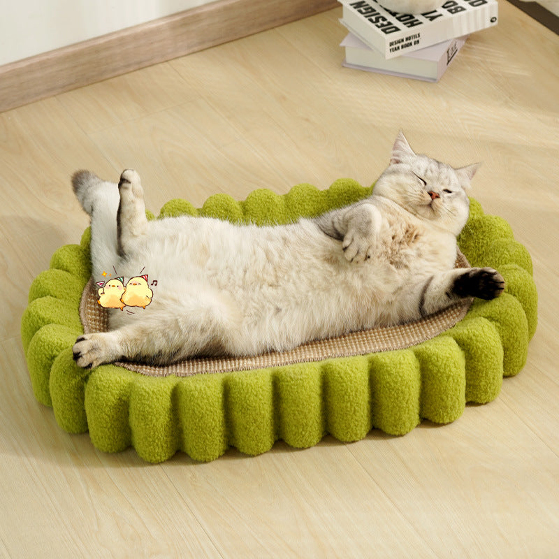 KFX-7997885 Spacious Oval Cat Scratching Pad and Bed - Cardboard Scratcher with Sisal for Indoor Cats