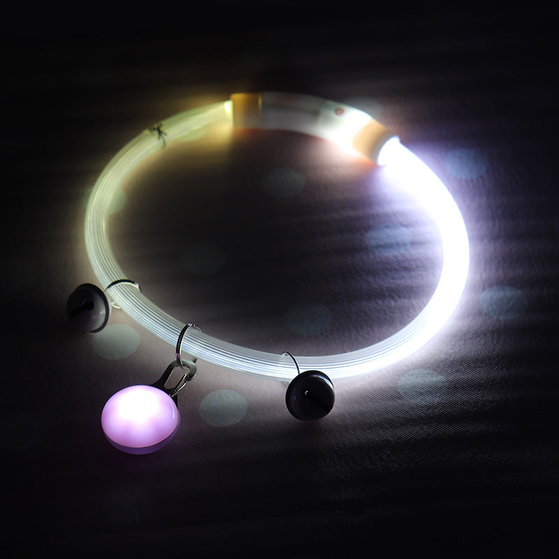 KFX-7998397 Luminous Monochrome PVC Dog Collar for All Seasons with Rubber Design