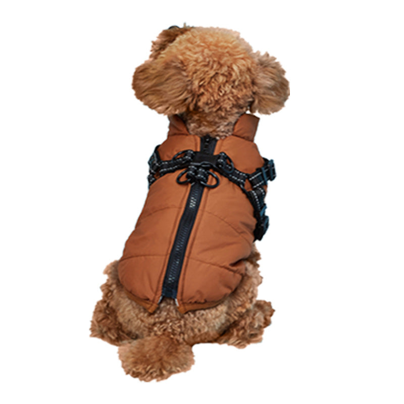 KFX-7998781 Waterproof Warm Cotton Dog Jacket - Thickened Vest for Pets in Red, Army Green, Navy Blue, Brown - Sizes M to 2XL
