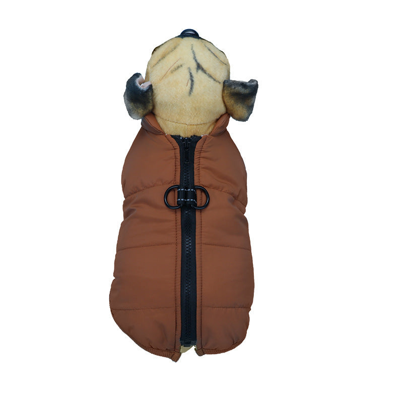 KFX-7998781 Waterproof Warm Cotton Dog Jacket - Thickened Vest for Pets in Red, Army Green, Navy Blue, Brown - Sizes M to 2XL
