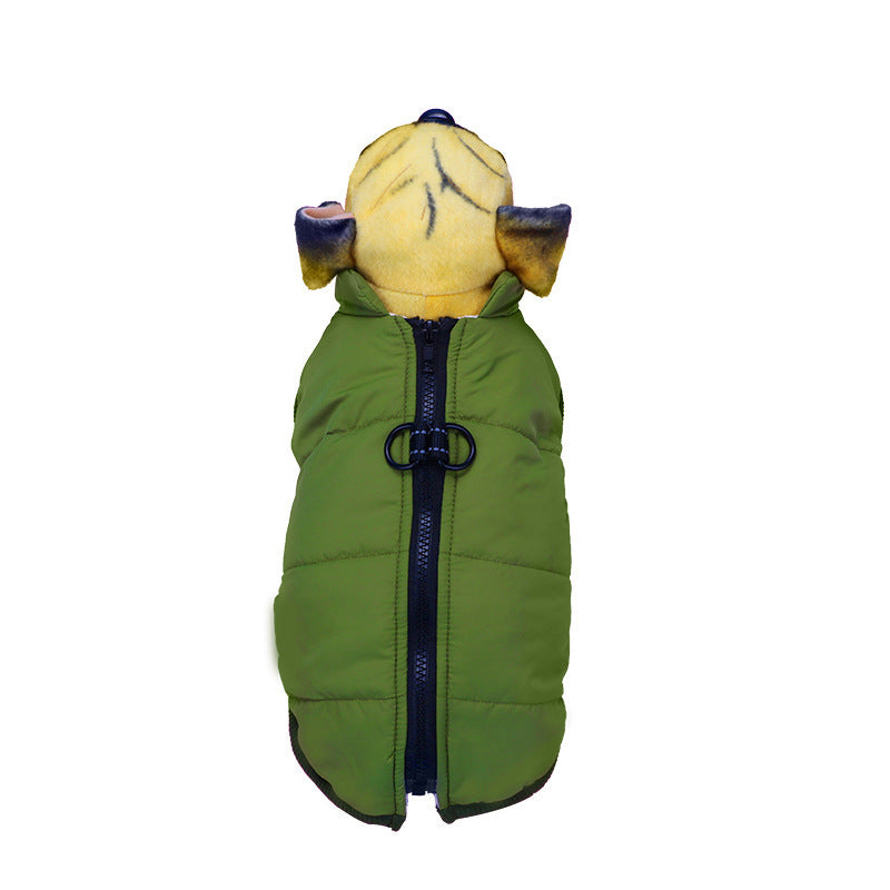 KFX-7998781 Waterproof Warm Cotton Dog Jacket - Thickened Vest for Pets in Red, Army Green, Navy Blue, Brown - Sizes M to 2XL
