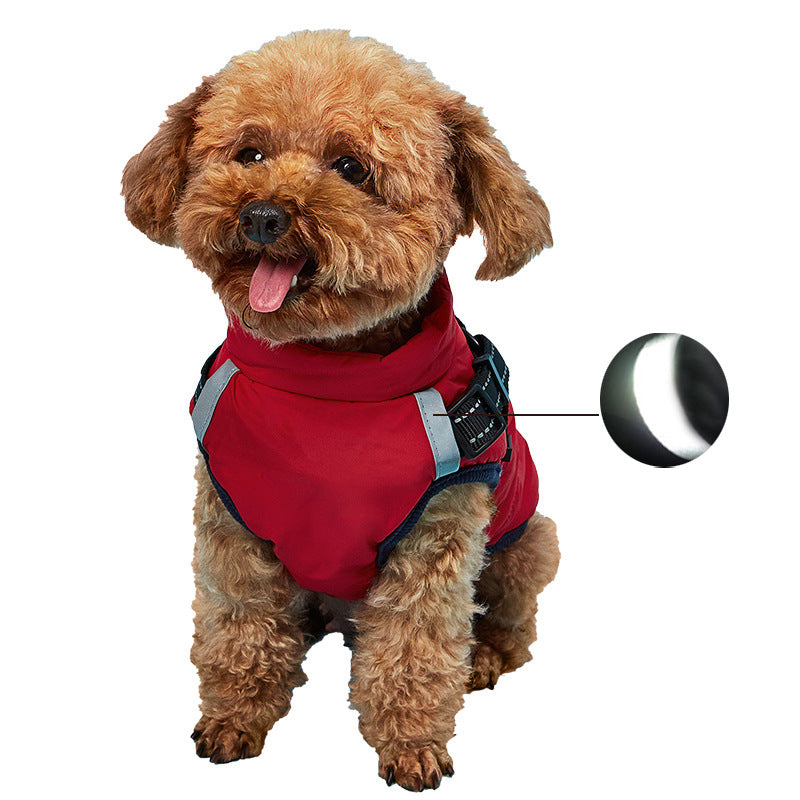 KFX-7998781 Waterproof Warm Cotton Dog Jacket - Thickened Vest for Pets in Red, Army Green, Navy Blue, Brown - Sizes M to 2XL