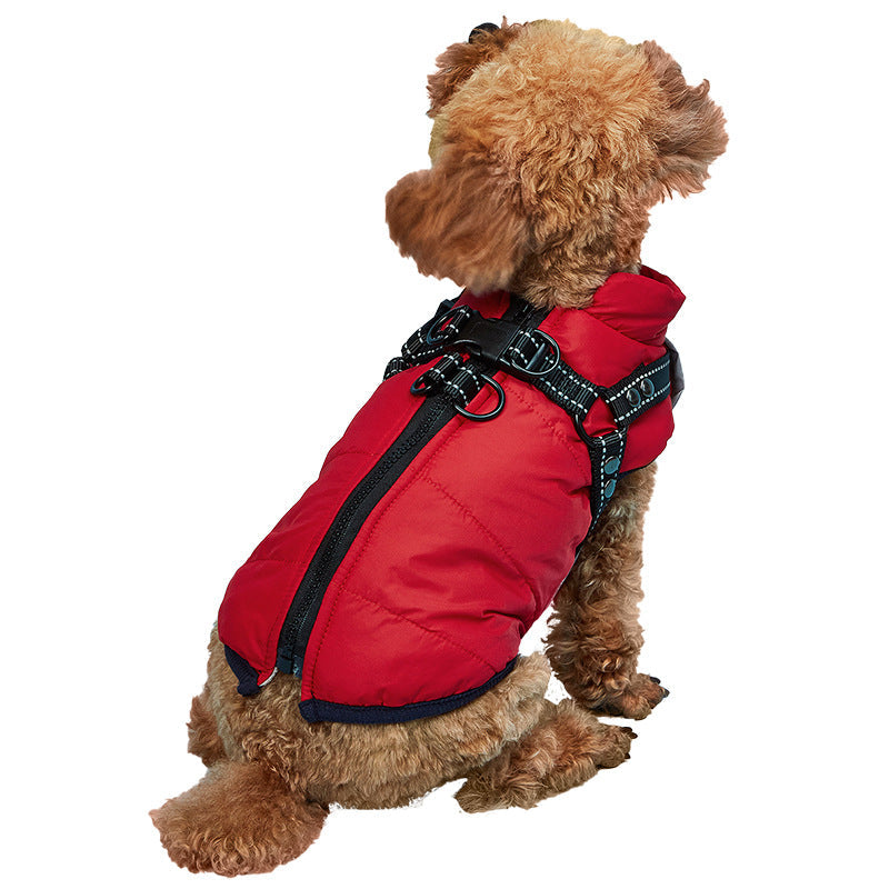 KFX-7998781 Waterproof Warm Cotton Dog Jacket - Thickened Vest for Pets in Red, Army Green, Navy Blue, Brown - Sizes M to 2XL