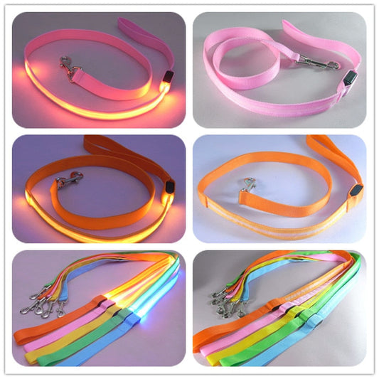 KFX-8000189 LED Dog Leash with Illuminating Nylon Strap and Replaceable Battery, Waterproof and Adjustable Brightness Options, Perfect for Night Walks