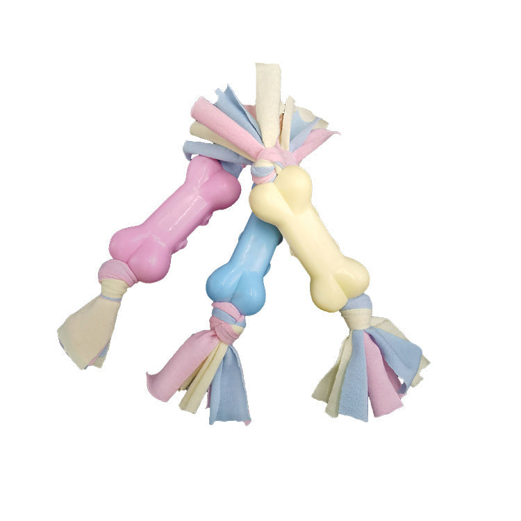 KFX-8001213 TPR and Cotton Dog Bone Chew Toy for Molar Teeth Relief and Stress Reduction