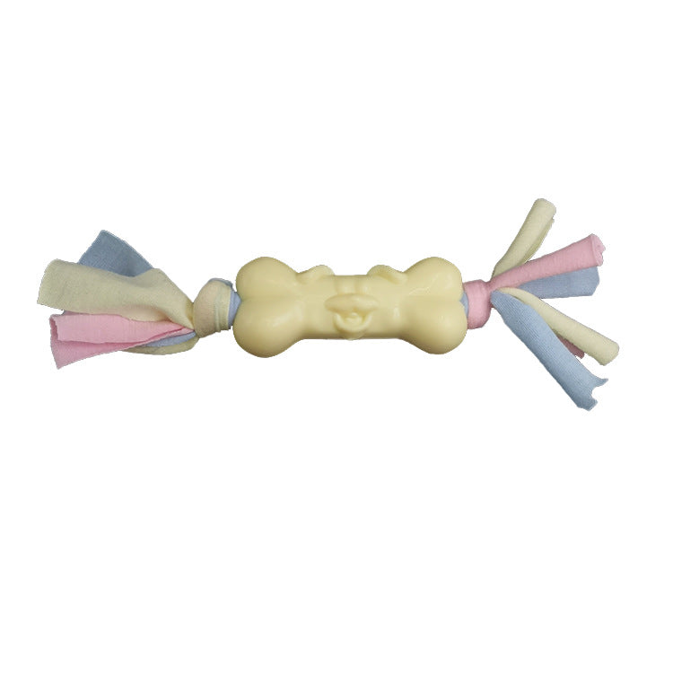 KFX-8001213 TPR and Cotton Dog Bone Chew Toy for Molar Teeth Relief and Stress Reduction