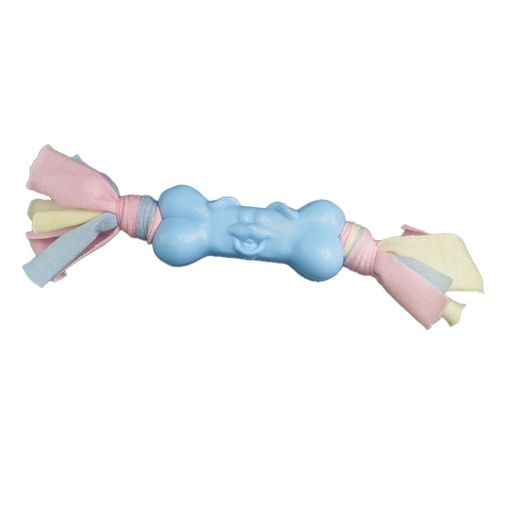 KFX-8001213 TPR and Cotton Dog Bone Chew Toy for Molar Teeth Relief and Stress Reduction