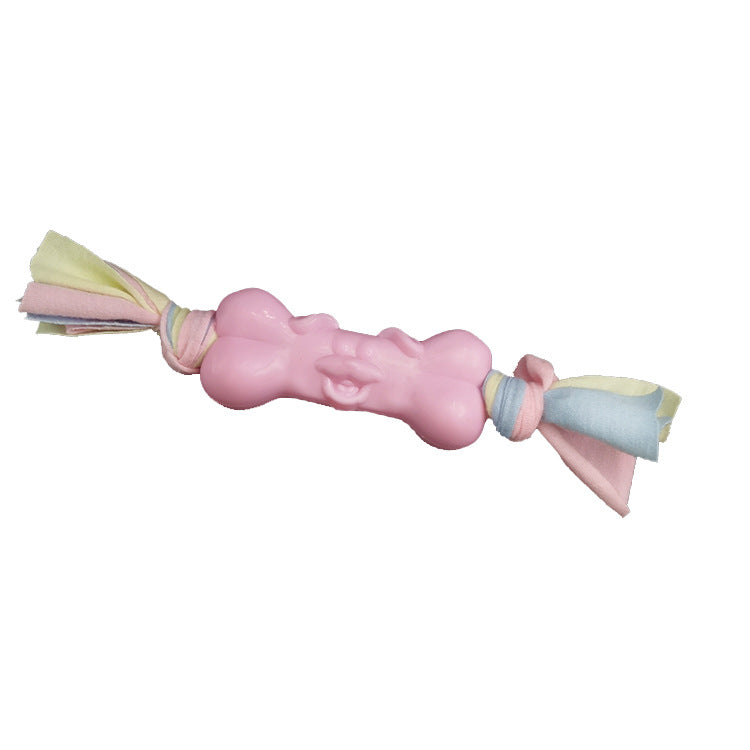 KFX-8001213 TPR and Cotton Dog Bone Chew Toy for Molar Teeth Relief and Stress Reduction