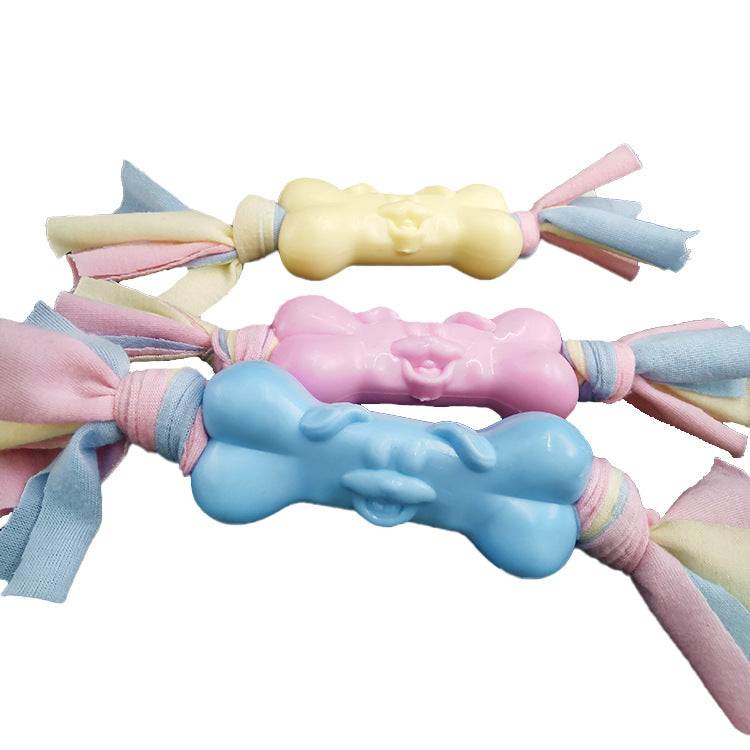 KFX-8001213 TPR and Cotton Dog Bone Chew Toy for Molar Teeth Relief and Stress Reduction