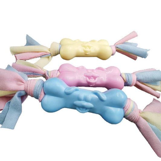 KFX-8001213 TPR and Cotton Dog Bone Chew Toy for Molar Teeth Relief and Stress Reduction