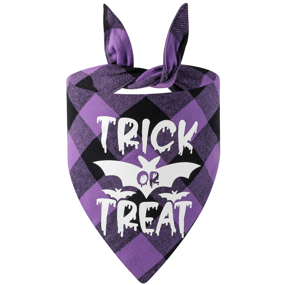 KFX-8003773 Luminous Halloween Pet Saliva Towel - Double & Single Layer Cotton with Pumpkin, Bat, and Castle Patterns