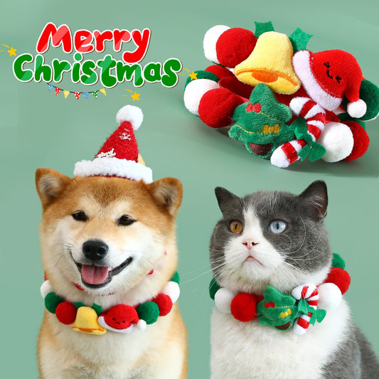 KFX-8004157 Christmas-Themed Plush Pet Ball Collar in Various Sizes