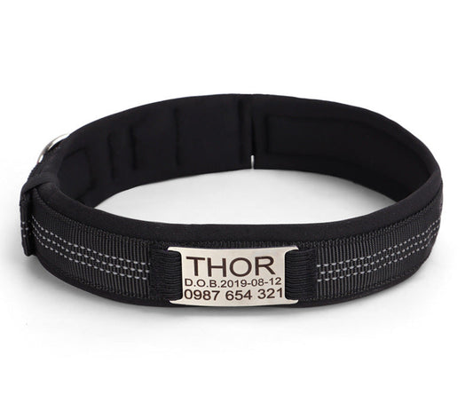 KFX-8007997 Nylon Engraved Anti-Loss Collar with Needle Buckle - Sizes S to XL