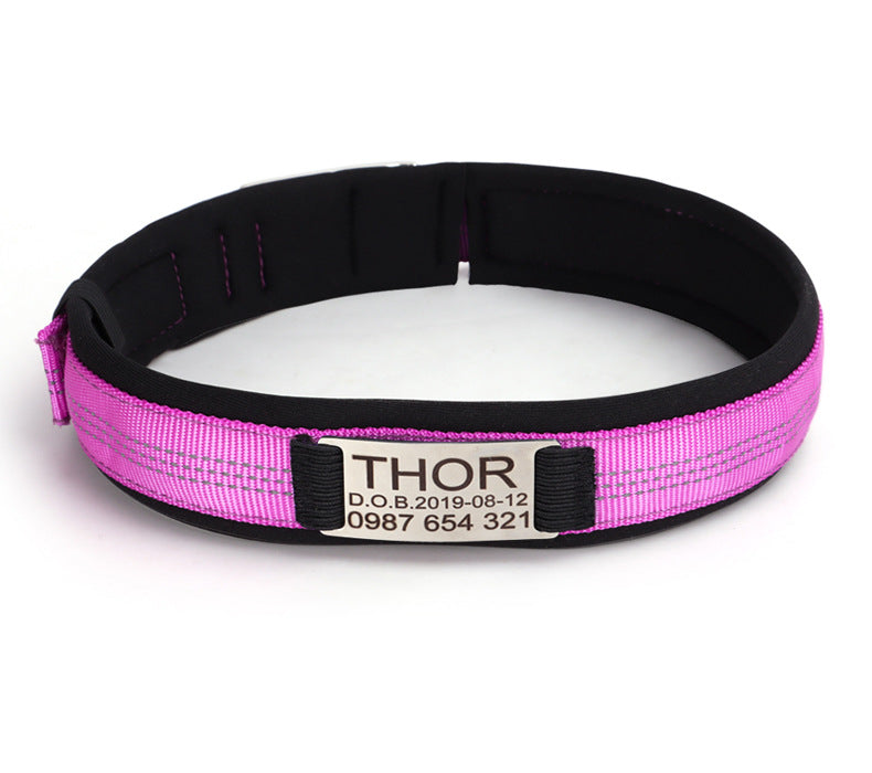 KFX-8007997 Nylon Engraved Anti-Loss Collar with Needle Buckle - Sizes S to XL