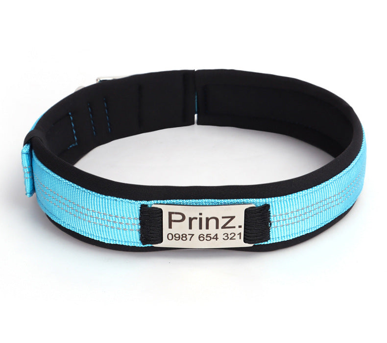 KFX-8007997 Nylon Engraved Anti-Loss Collar with Needle Buckle - Sizes S to XL