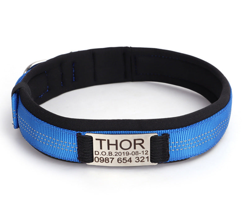 KFX-8007997 Nylon Engraved Anti-Loss Collar with Needle Buckle - Sizes S to XL
