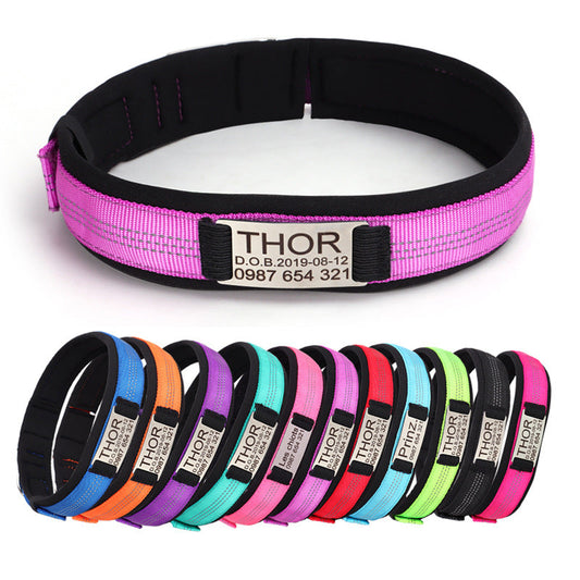 KFX-8007997 Nylon Engraved Anti-Loss Collar with Needle Buckle - Sizes S to XL
