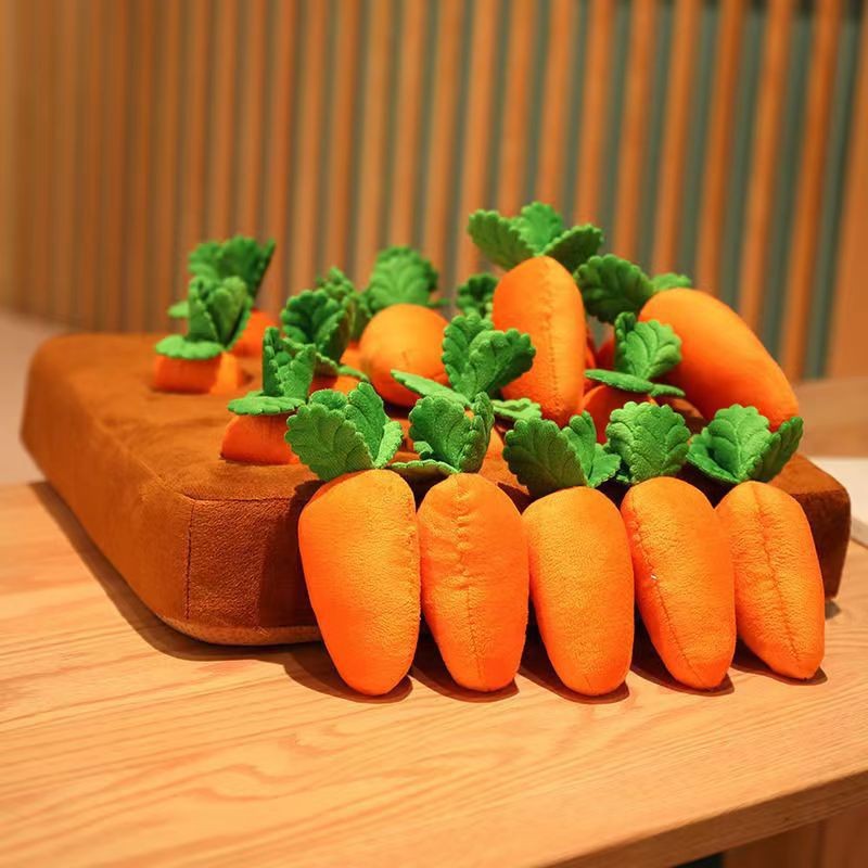 KFX-8009405 Pet-Friendly Plush Fruits and Vegetables Toy Set - Includes Carrots and Strawberries