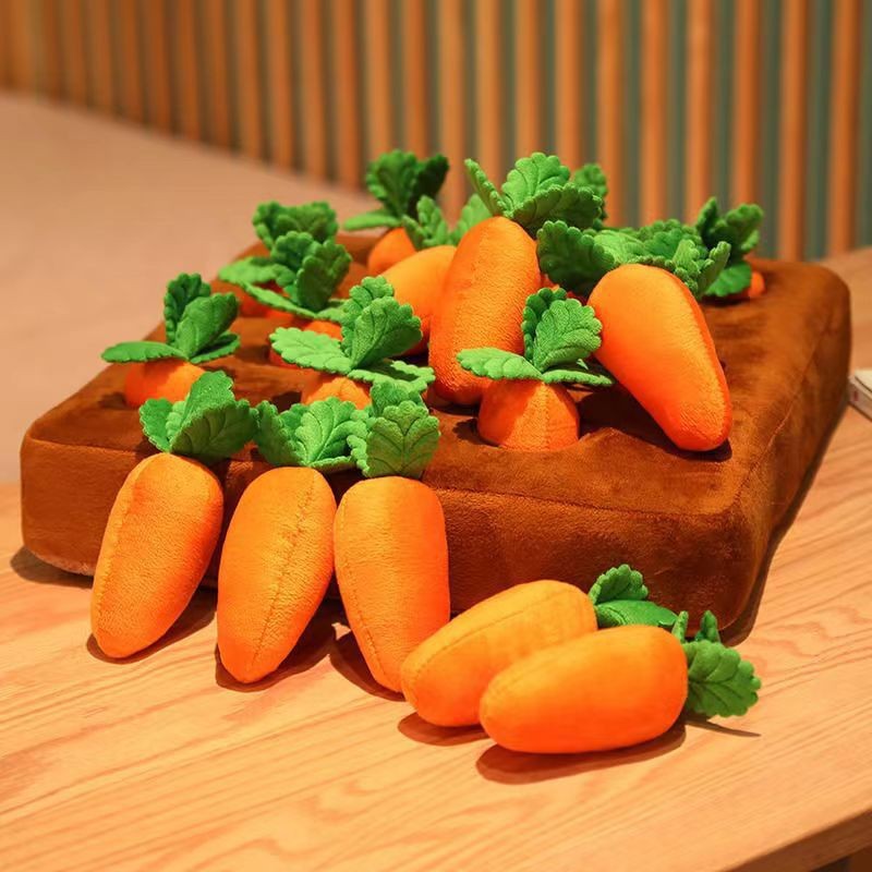 KFX-8009405 Pet-Friendly Plush Fruits and Vegetables Toy Set - Includes Carrots and Strawberries