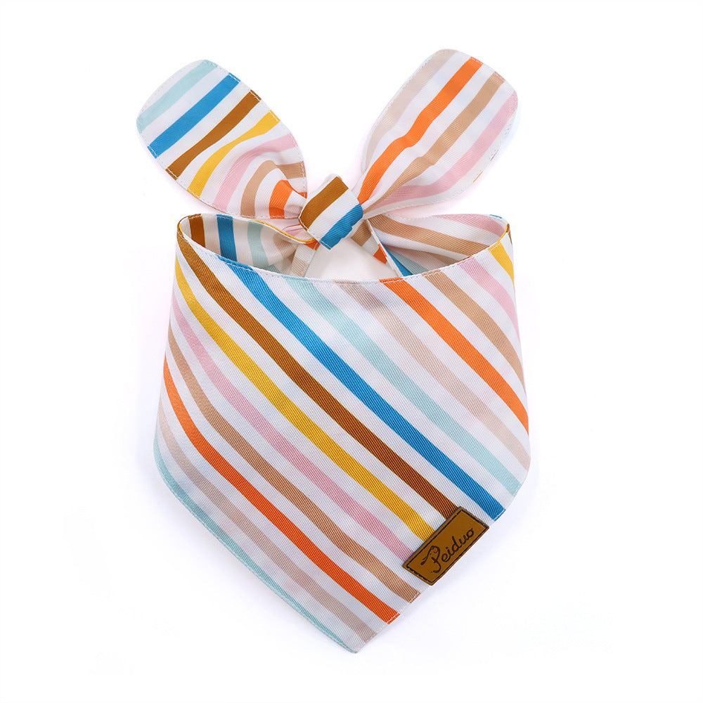 KFX-8009533 Striped and Plaid Pet Dog Saliva Towel - Polyester, Four Seasons, Casual Style