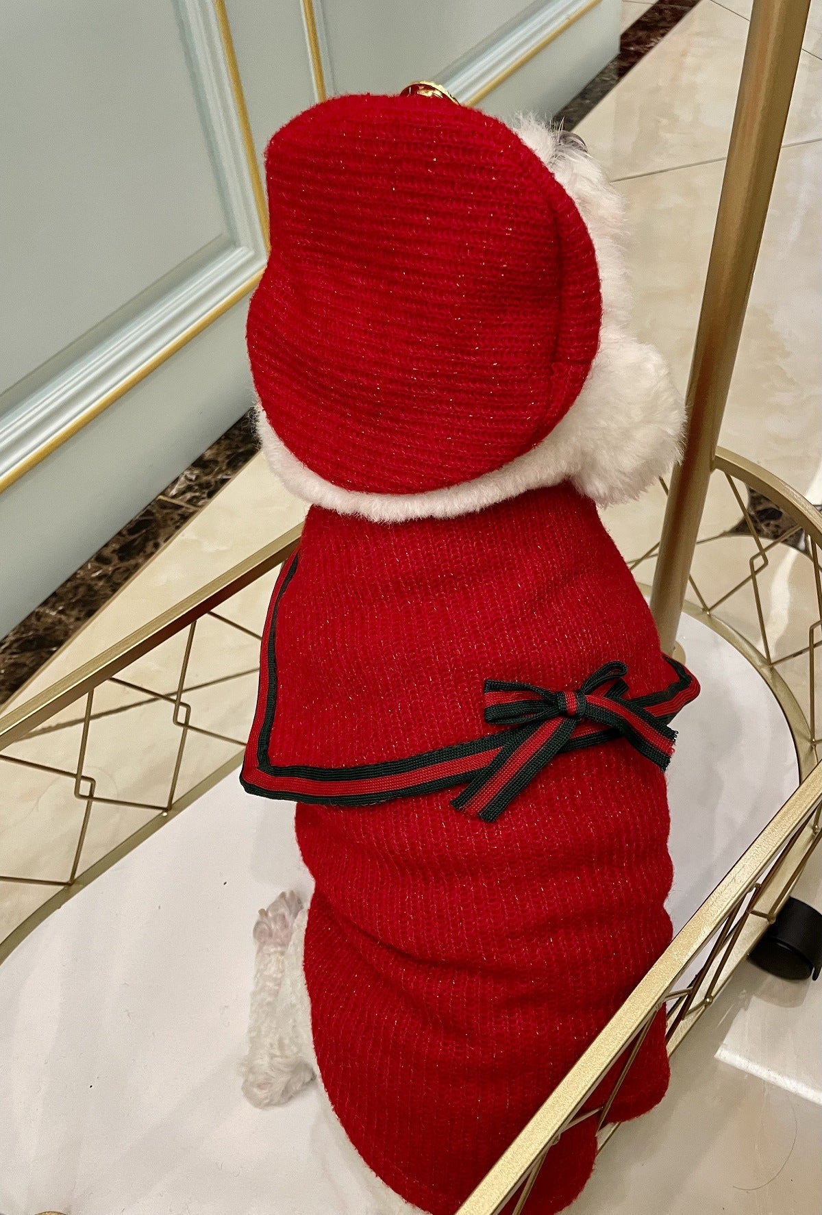 KFX-8009917 Cozy Red Wool Dog Sweater for Autumn and Winter