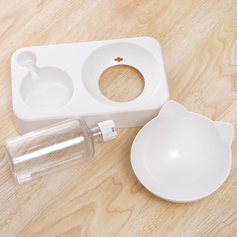KFX-8012093 Adjustable Automatic Double Cat Drinking Bowl with PP Resin Base and PET Water Bottle