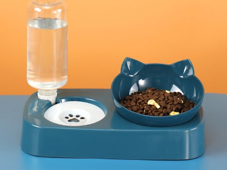 KFX-8012093 Adjustable Automatic Double Cat Drinking Bowl with PP Resin Base and PET Water Bottle