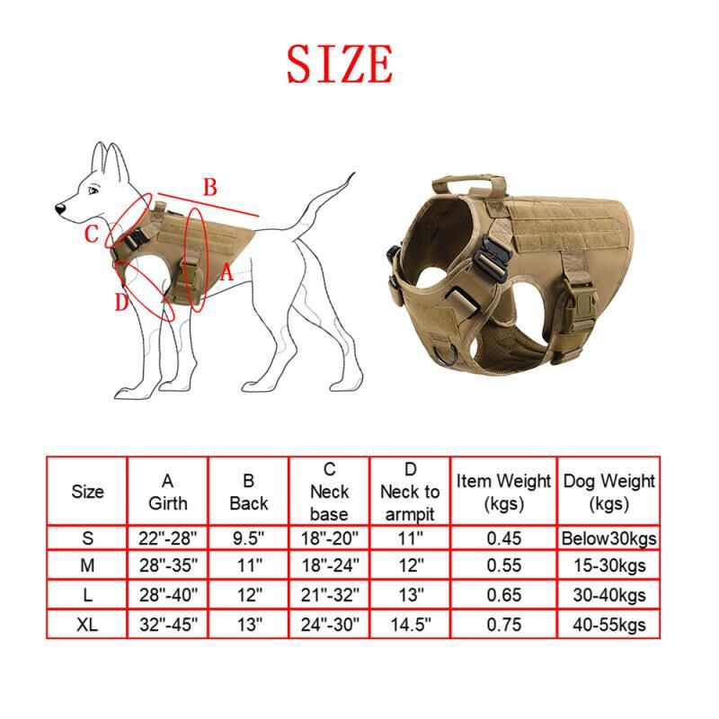 KFX-8013373 Dog Training Vest Set – 6-Piece Combat Suit in Black, Army Green, Brown, CP Camouflage, Polyester