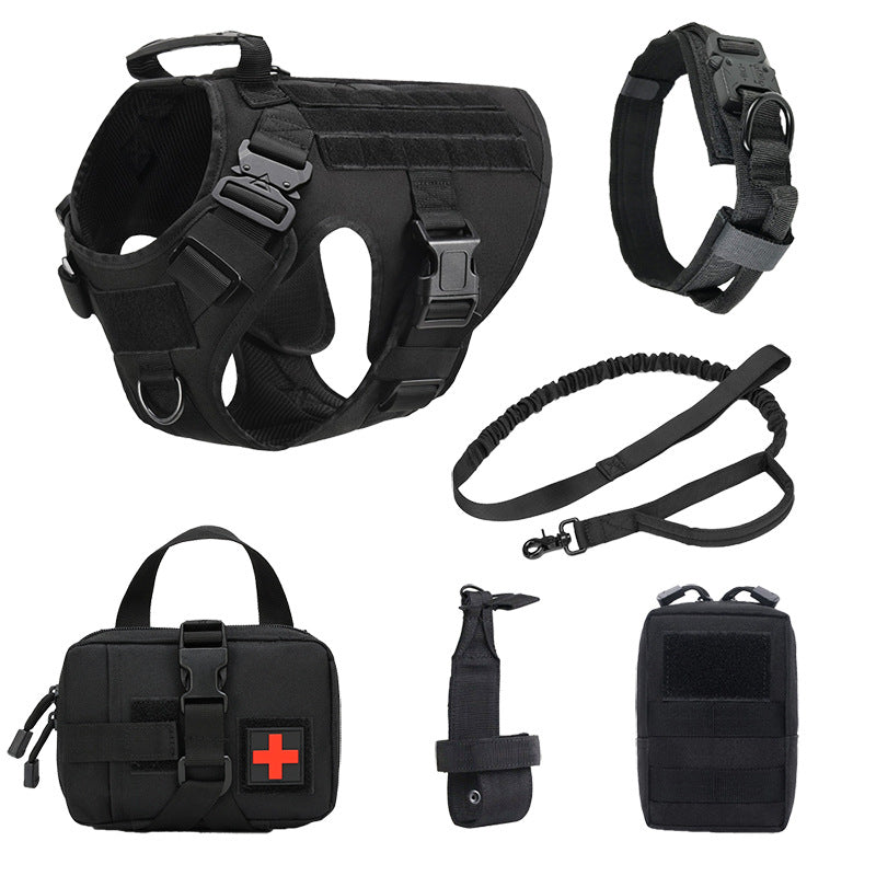 KFX-8013373 Dog Training Vest Set – 6-Piece Combat Suit in Black, Army Green, Brown, CP Camouflage, Polyester