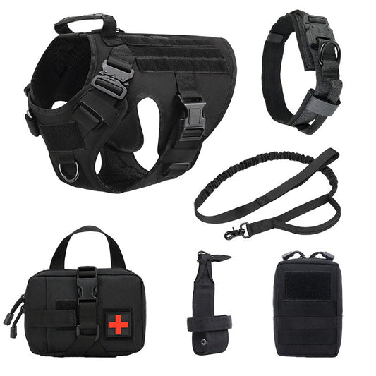 KFX-8013373 Dog Training Vest Set – 6-Piece Combat Suit in Black, Army Green, Brown, CP Camouflage, Polyester
