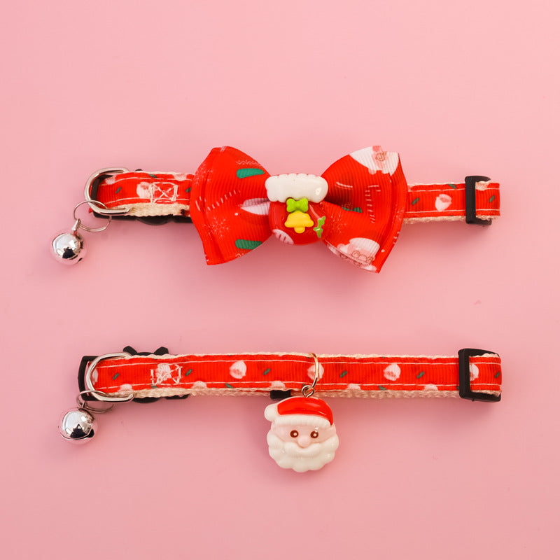 KFX-8013885 Christmas Themed Adjustable Pet Collars with Safety Buckle and Festive Bells