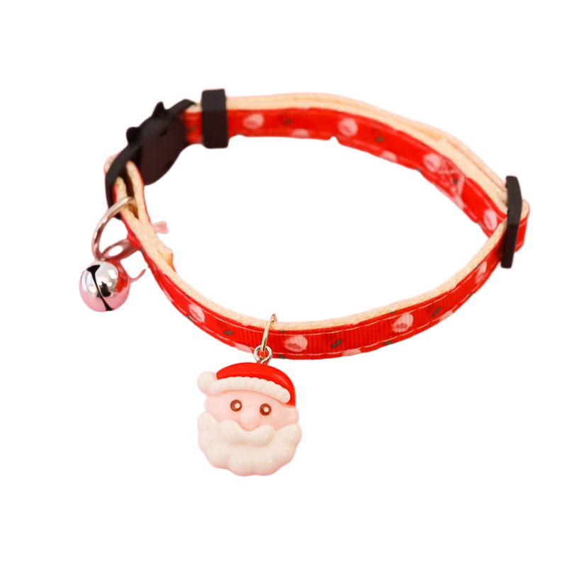 KFX-8013885 Christmas Themed Adjustable Pet Collars with Safety Buckle and Festive Bells