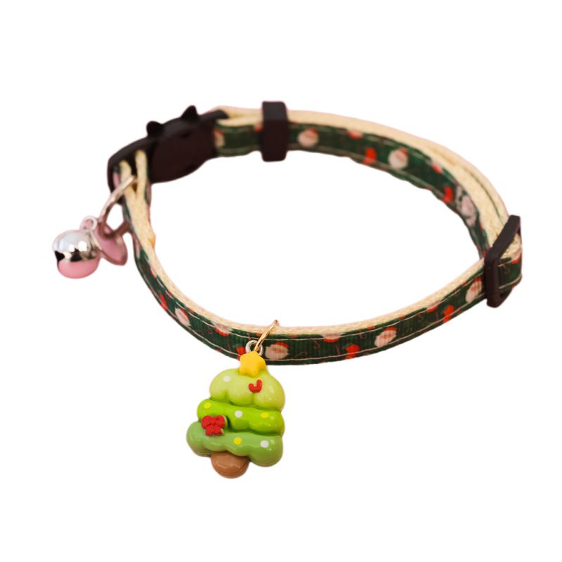 KFX-8013885 Christmas Themed Adjustable Pet Collars with Safety Buckle and Festive Bells