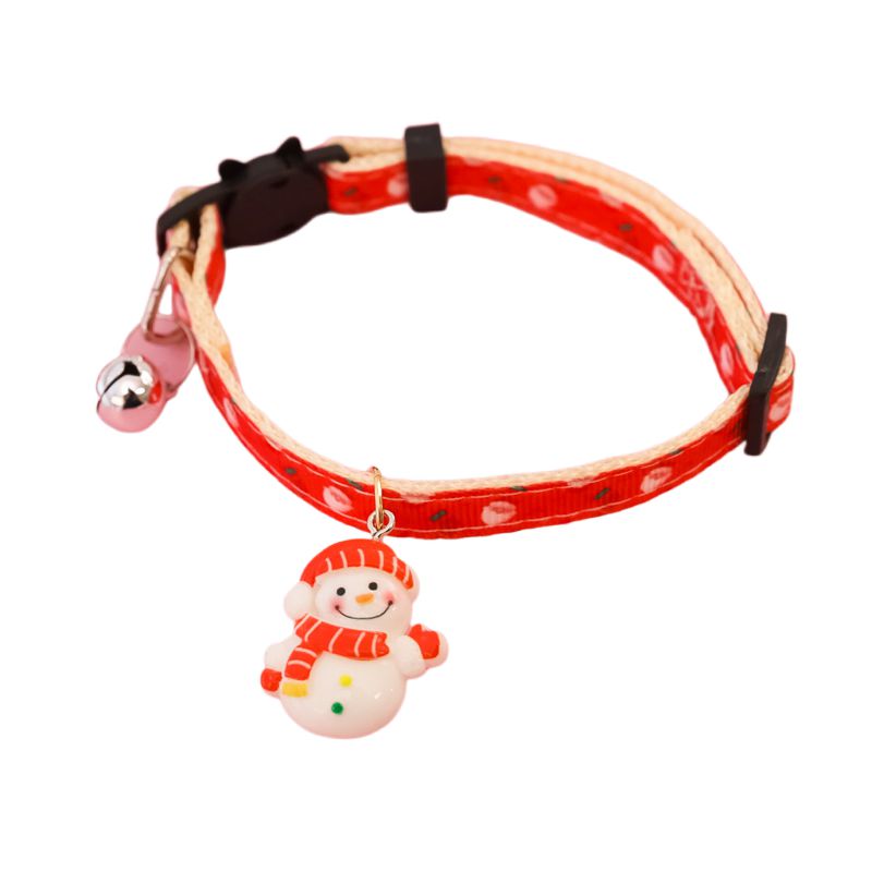 KFX-8013885 Christmas Themed Adjustable Pet Collars with Safety Buckle and Festive Bells
