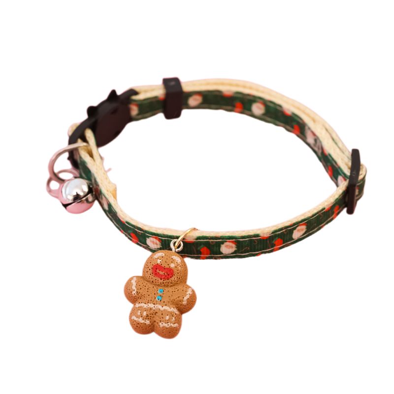KFX-8013885 Christmas Themed Adjustable Pet Collars with Safety Buckle and Festive Bells