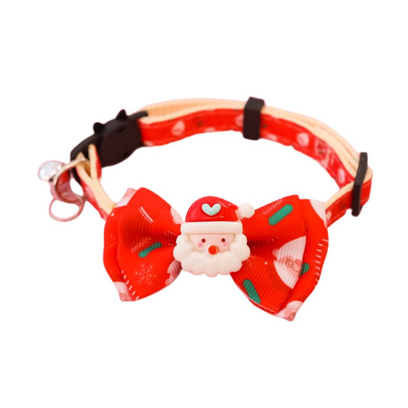 KFX-8013885 Christmas Themed Adjustable Pet Collars with Safety Buckle and Festive Bells