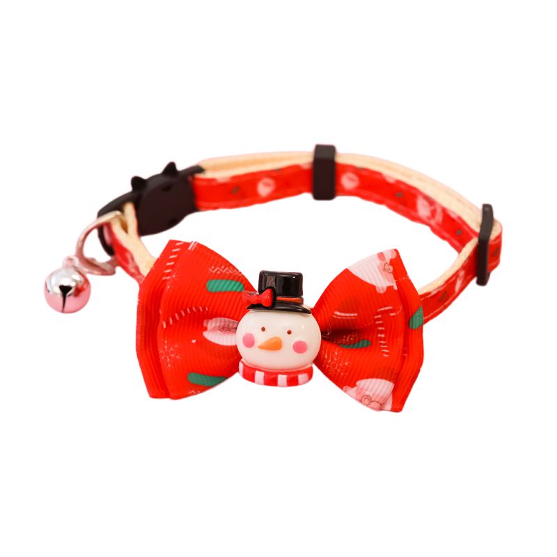 KFX-8013885 Christmas Themed Adjustable Pet Collars with Safety Buckle and Festive Bells