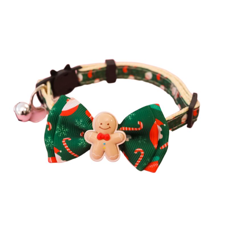 KFX-8013885 Christmas Themed Adjustable Pet Collars with Safety Buckle and Festive Bells