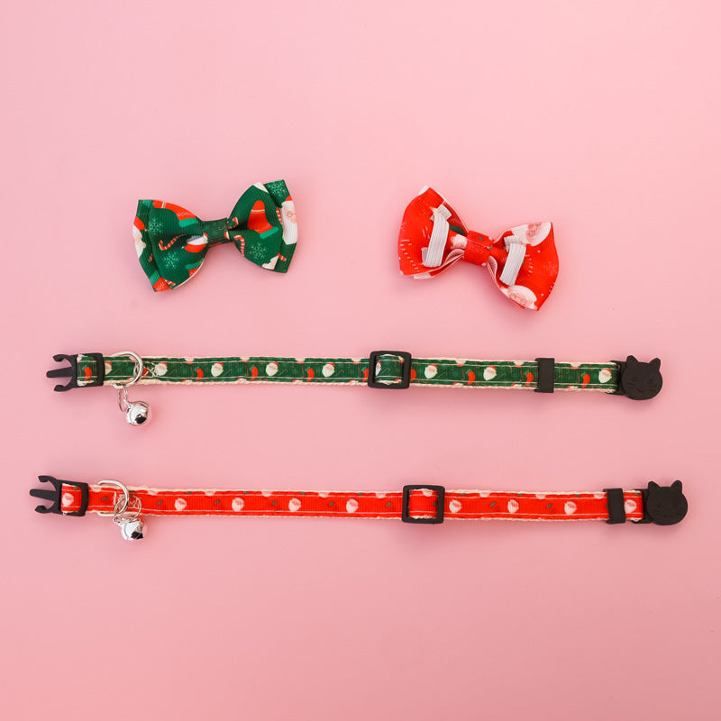 KFX-8013885 Christmas Themed Adjustable Pet Collars with Safety Buckle and Festive Bells