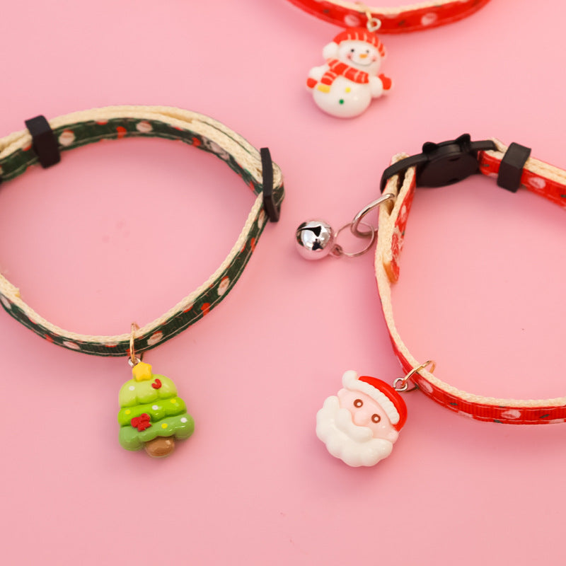 KFX-8013885 Christmas Themed Adjustable Pet Collars with Safety Buckle and Festive Bells