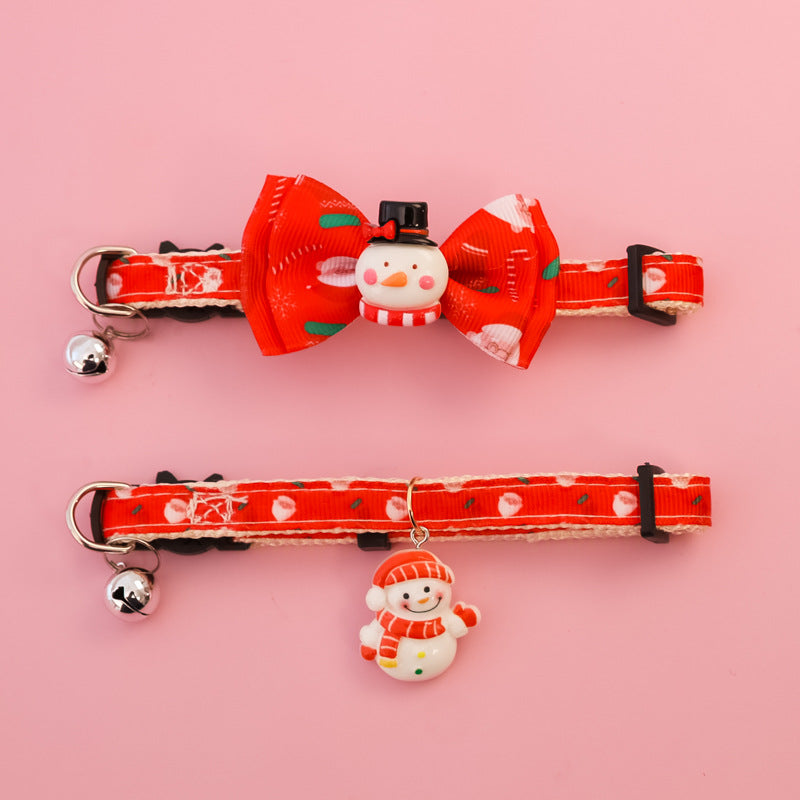 KFX-8013885 Christmas Themed Adjustable Pet Collars with Safety Buckle and Festive Bells