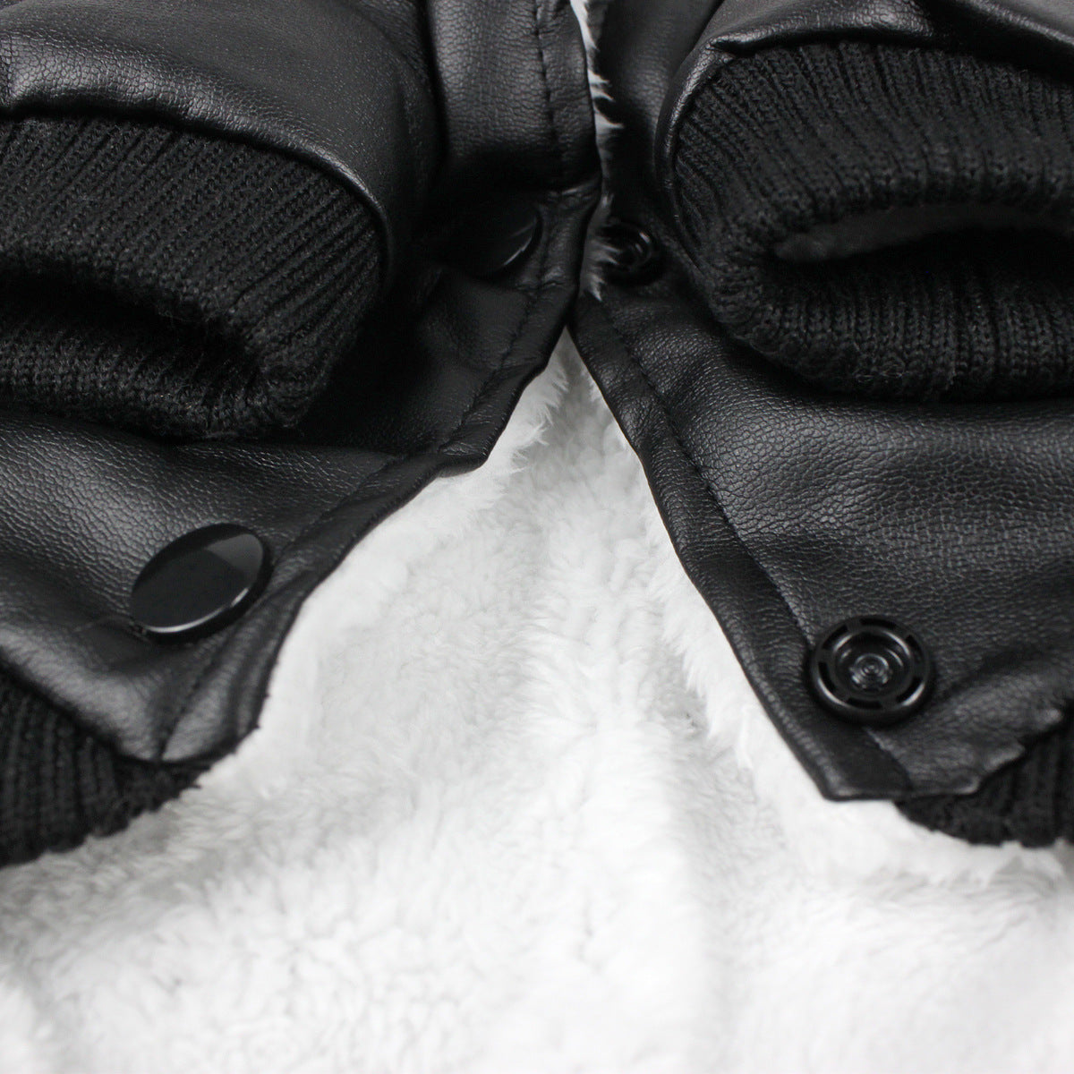 KFX-8017341 Stylish Leather Dog Coat with Fur Collar for Autumn & Winter in Black and Wine Red