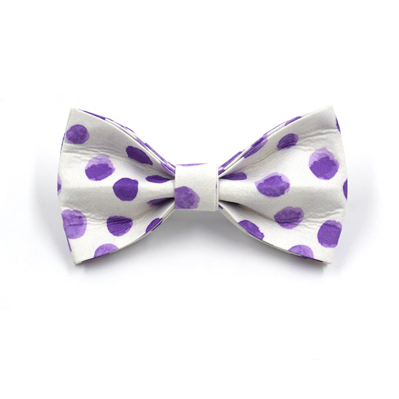 KFX-8017469 Purple Polka Dot Dog Collar and Leash Set with Bow, Ideal for Weddings and Parties