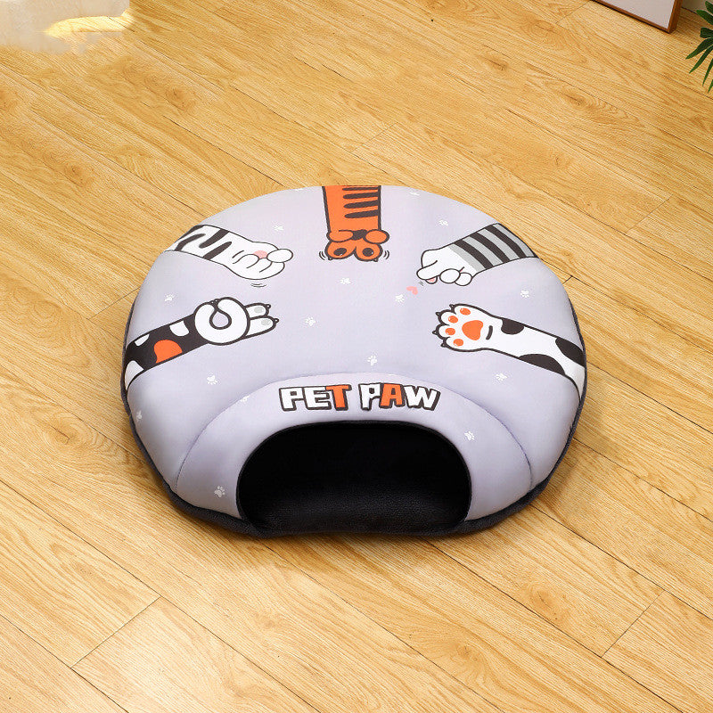 KFX-8017725 Heated Semi-Closed Pet Nest with Soft Flannel and Space Cotton, Multiple Sizes Available