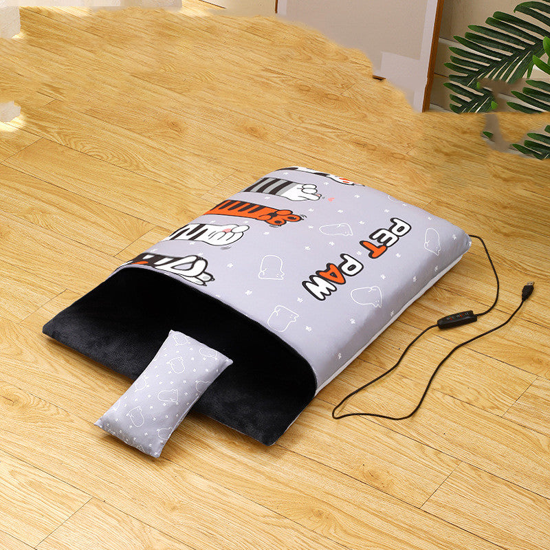 KFX-8017725 Heated Semi-Closed Pet Nest with Soft Flannel and Space Cotton, Multiple Sizes Available