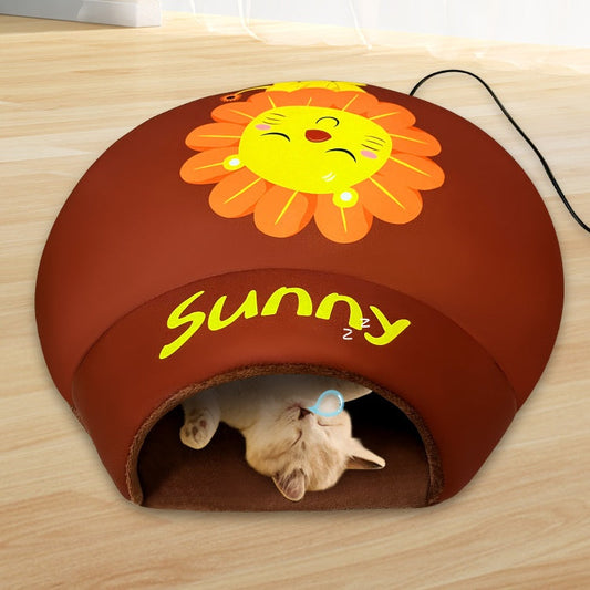 KFX-8017725 Heated Semi-Closed Pet Nest with Soft Flannel and Space Cotton, Multiple Sizes Available