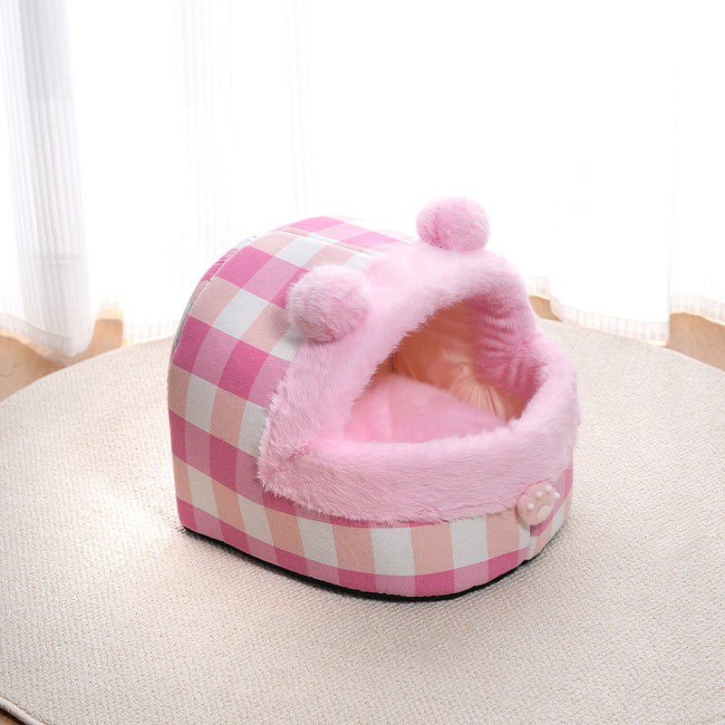 KFX-8021693 Universal Semi-closed Cat Nest for All Seasons - Thick and Warm Kennel for Small to Large Cats