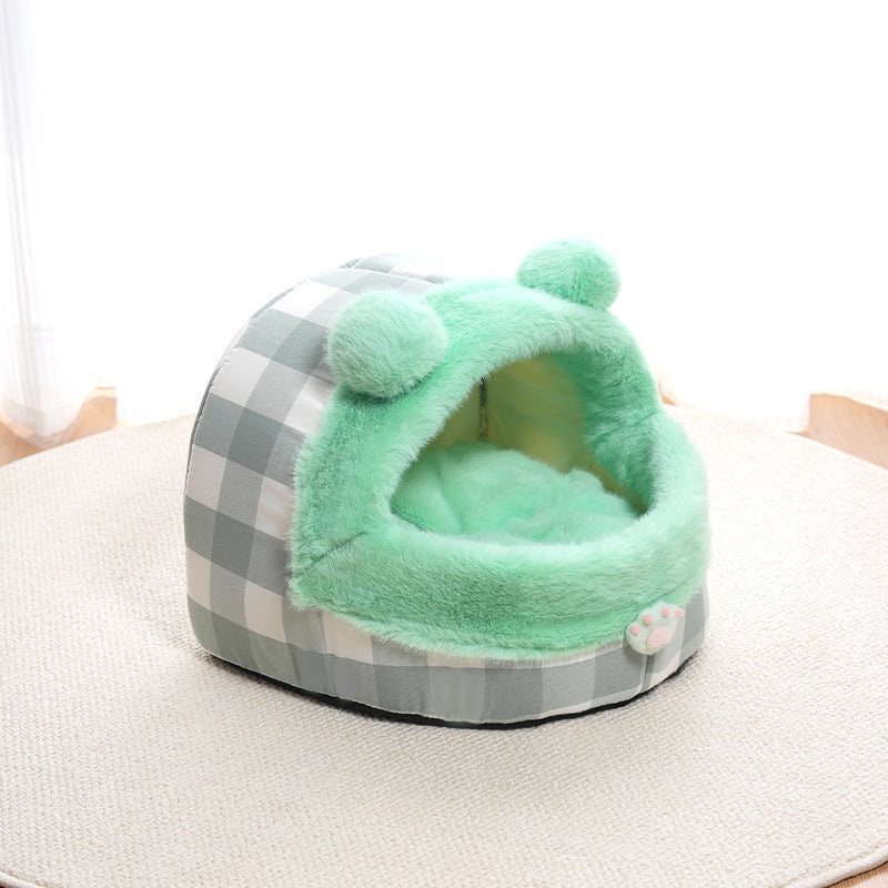 KFX-8021693 Universal Semi-closed Cat Nest for All Seasons - Thick and Warm Kennel for Small to Large Cats